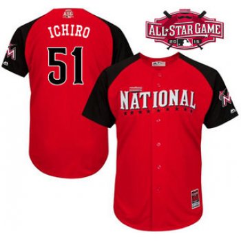 National League Miami Marlins #51 Ichiro Suzuki Red 2015 All-Star Game Player Jersey