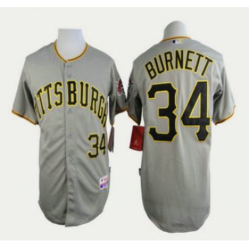 Pittsburgh Pirates #34 A. J. Burnett Grey Jersey