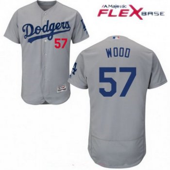 Los Angeles Dodgers #57 Alex Wood Gray Alternate Stitched MLB Majestic Flex Base Jersey