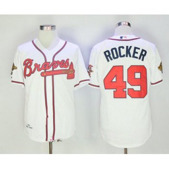 Men's Atlanta Braves #49 John Rocker White Home Throwback 1995 World Series with 30th Patch Stitched MLB Mitchell & Ness Jersey