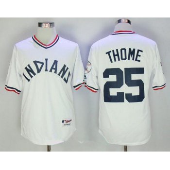 Men's Cleveland Indians #25 Jim Thome White 1973 Turn Back the Clock Stitched MLB Majestic Cooperstown Collection Jersey