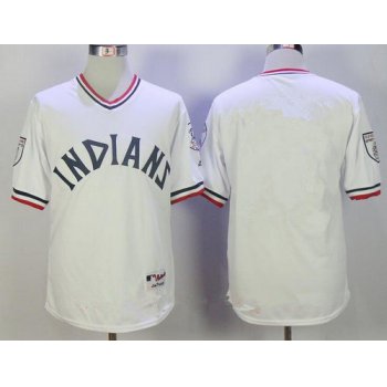Men's Cleveland Indians Blank White Cooperstown Collection Stitched MLB Majestic Cool Base Jersey