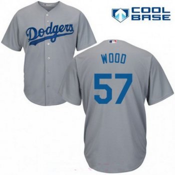 Men's Los Angeles Dodgers #57 Alex Wood Gray Alternate Stitched MLB Majestic Cool Base Jersey
