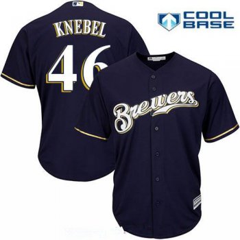 Men's Milwaukee Brewers #46 Corey Knebel Navy Blue Brewers Stitched MLB Majestic Cool Base Jersey