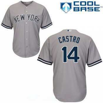 Men's New York Yankees #14 Starlin Castro Gray Road Stitched MLB Majestic Cool Base Jersey