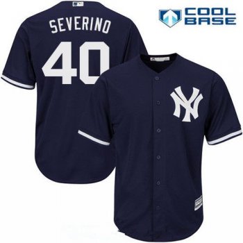 Men's New York Yankees #40 Luis Severino Navy Blue Alternate Stitched MLB Majestic Cool Base Jersey