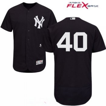 Men's New York Yankees #40 Luis Severino Navy Blue Alternate Stitched MLB Majestic Flex Base Jersey