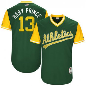 Men's Oakland Athletics Bruce Maxwell Baby Prince Majestic Green 2017 Players Weekend Authentic Jersey
