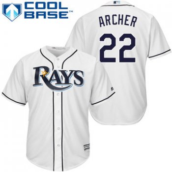 Men's Tampa Bay Rays #22 Chris Archer White Home Stitched MLB Majestic Cool Base Jersey