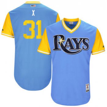 Men's Tampa Bay Rays Xavier Cedeno X Majestic Light Blue 2017 Players Weekend Authentic Jersey