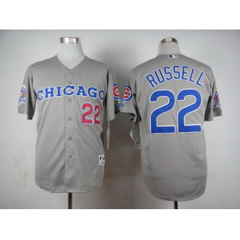 Men's Chicago Cubs #22 Addison Russell 1990 Turn Back The Clock Gray Jersey W/1990 All-Star Patch