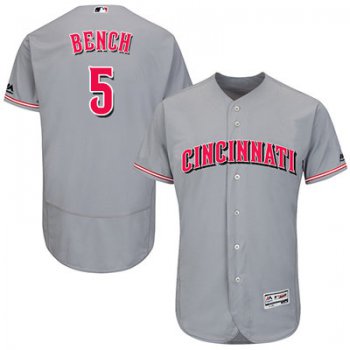 Men's Cincinnati Reds #5 Johnny Bench Grey Flexbase Authentic Collection Stitched MLB Jersey