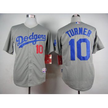 Men's Los Angeles Dodgers #10 Justin Turner 2014 Gray Jersey