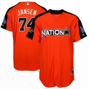 Men's National League Los Angeles Dodgers #74 Kenley Jansen Majestic Orange 2017 MLB All-Star Game Home Run Derby Player Jersey