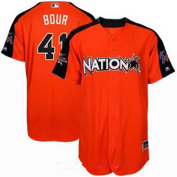 Men's National League Miami Marlins #41 Justin Bour Majestic Orange 2017 MLB All-Star Game Home Run Derby Player Jersey