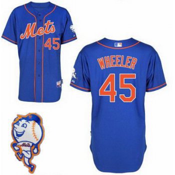 Men's New York Mets #45 Zack Wheeler Blue Jersey W/2015 Mr. Met Patch