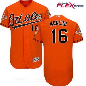 Men's Baltimore Orioles #16 Trey Mancini Orange Alternate 25th Patch Stitched MLB Majestic Flex Base Jersey