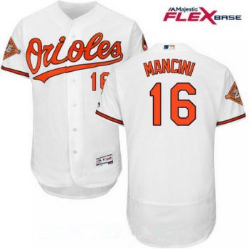 Men's Baltimore Orioles #16 Trey Mancini White Home 25th Patch Stitched MLB Majestic Flex Base Jersey