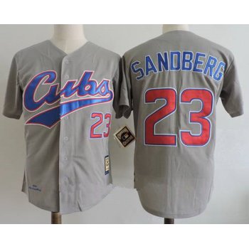 Men's Chicago Cubs #23 Ryne Sandberg Gray Road 1994 Throwback Cooperstown Collection Stitched MLB Mitchell & Ness Jersey