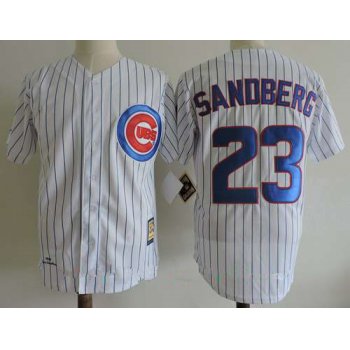 Men's Chicago Cubs #23 Ryne Sandberg White 1990 Throwback Cooperstown Collection Stitched MLB Mitchell & Ness Jersey