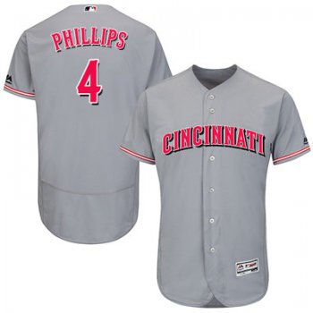 Men's Cincinnati Reds #4 Brandon Phillips Grey Flexbase Authentic Collection Stitched MLB Jersey