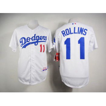 Men's Los Angeles Dodgers #11 Jimmy Rollins White Jersey