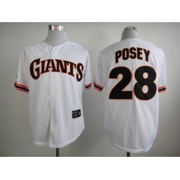 Men's San Francisco Giants #28 Buster Posey 1989 Turn Back The Clock White Throwback Jersey