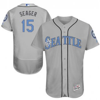 Men's Seattle Mariners #15 Kyle Seager Majestic Gray Father's Day FlexBase Jersey