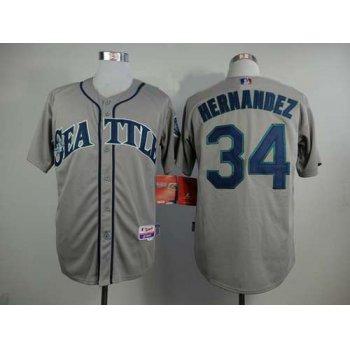 Men's Seattle Mariners #34 Felix Hernandez Gray Jersey