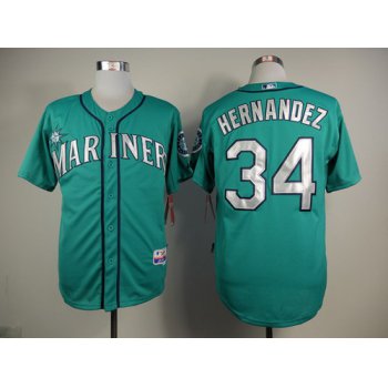 Seattle Mariners #34 Felix Hernandez Green With Silver Jersey