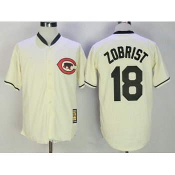 Men's Chicago Cubs #18 Ben Zobrist 2017 Cream Turn Back the Clock Stitched MLB Majestic Cooperstown Collection Jersey