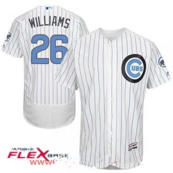 Men's Chicago Cubs #26 Billy Williams White with Baby Blue Father's Day Stitched MLB Majestic Flex Base Jersey