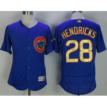 Men's Chicago Cubs #28 Kyle Hendricks Royal Blue World Series Champions Gold Stitched MLB Majestic 2017 Flex Base Jersey