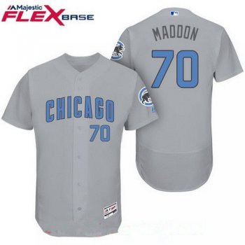Men's Chicago Cubs #70 Joe Maddon Gray with Baby Blue Father's Day Stitched MLB Majestic Flex Base Jersey