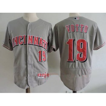 Men's Cincinnati Reds #19 Joey Votto Gray Road Stitched MLB Majestic Flex Base Jersey