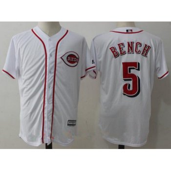 Men's Cincinnati Reds #5 Johnny Bench Retired White Cool Base Stitched MLB Jersey