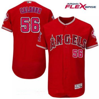 Men's Los Angeles Angels Of Anaheim #56 Kole Calhoun Red Alternate Stitched MLB Majestic Flex Base Jersey