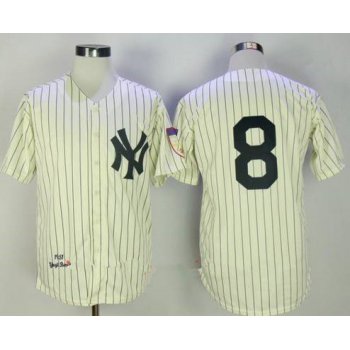 Men's New York Yankees #8 Yogi Berra Cream Pinstripe 1951 Throwback Cooperstown Collection Stitched MLB Mitchell & Ness Jersey