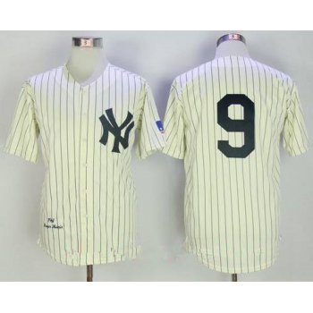 Men's New York Yankees #9 Roger Maris Cream Pinstripe 1961 Throwback Cooperstown Collection Stitched MLB Mitchell & Ness Jersey