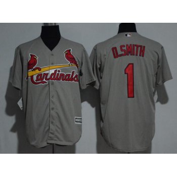 Men's St. Louis Cardinals #1 Ozzie Smith Retired Retired Gray Road Stitched MLB Majestic Cool Base Jersey