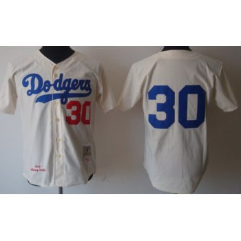 Los Angeles Dodgers #30 Maury Wills 1962 Cream Throwback Jersey