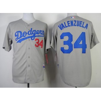 Los Angeles Dodgers #34 Fernando Valenzuela 2014 Gray Cool Base Jersey