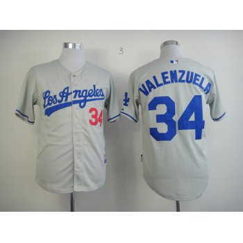 Los Angeles Dodgers #34 Fernando Valenzuela Gray Cool Base Jersey