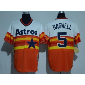 Men's Houston Astros #5 Jeff Bagwell Retired Orange Rainbow Cooperstown Stitched MLB Majestic Cool Base Jersey