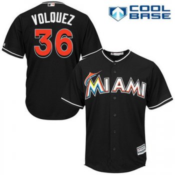 Men's Miami Marlins #36 Edinson Volquez Black Alternate Stitched MLB Majestic Cool Base Jersey