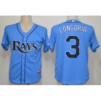 Tampa Bay Rays #3 Evan Longoria Light Blue Jersey