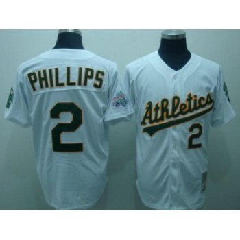 Oakland Athletics #2 Tony Phillips White Throwback Jersey