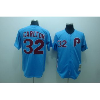 Philadelphia Phillies #32 Steve Carlton 1980 Blue Throwback Jersey
