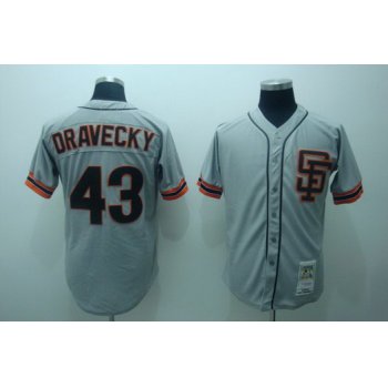 San Francisco Giants #43 Dave Dravecky 1989 Gray Throwback Jersey