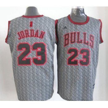 Chicago Bulls #23 Michael Jordan Gray Static Fashion Jersey